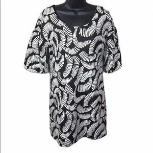 Anthropologie Maeve Shift Mini Black White Art Deco Dress Sz S